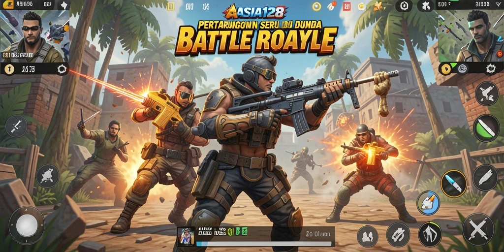 Gameplay ASIA128 menampilkan pertarungan seru dalam Battle Royale yang mendebarkan.