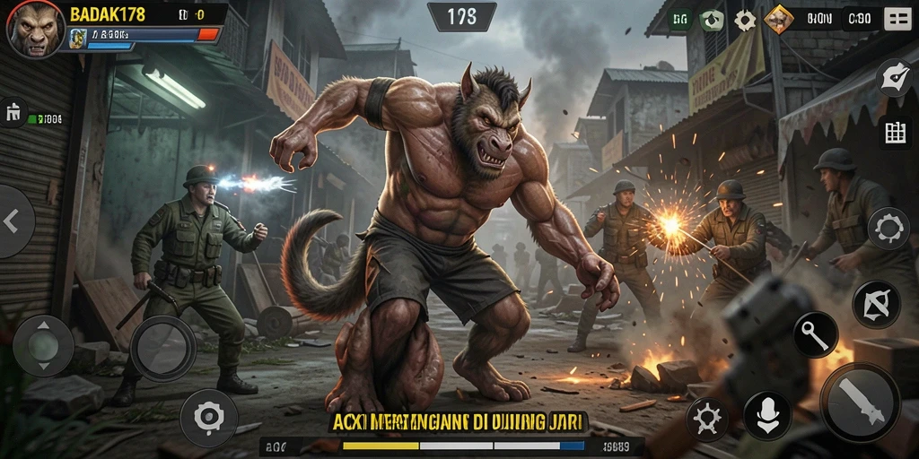 Tangkapan layar menunjukkan aksi mendebarkan dalam game BADAK178.