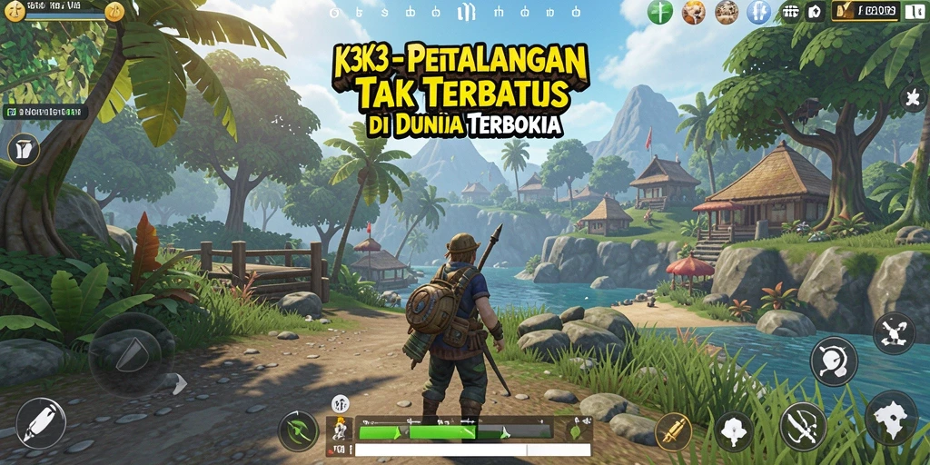 Tangkapan layar gameplay K3K3 yang menunjukkan petualangan seru di dunia terbuka.