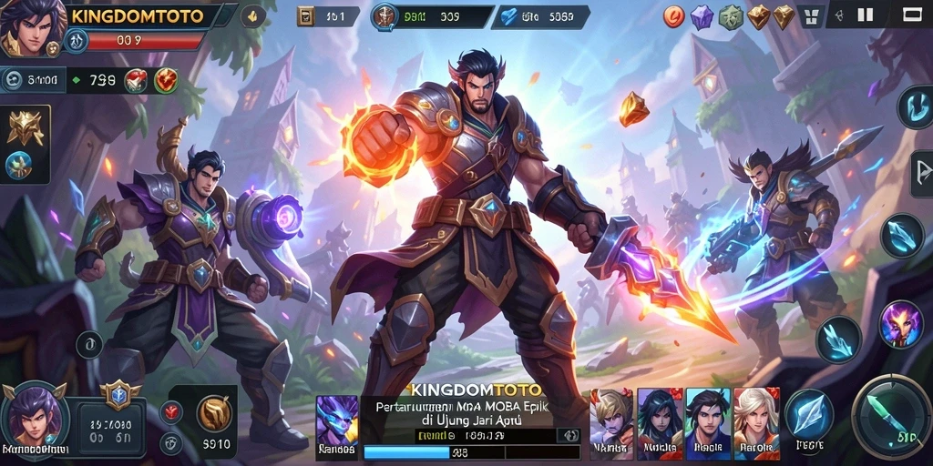 Tampilan mendebarkan dari gameplay <strong>KINGDOMTOTO</strong> saat pertempuran antar tim berlangsung.