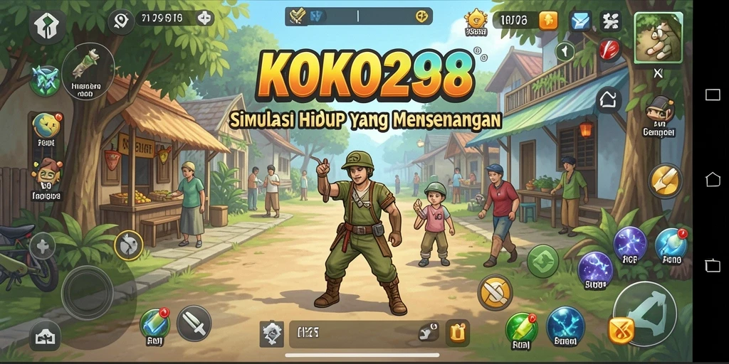 Tangkapan layar gameplay KOKO288 yang menampilkan aktivitas simulasi kehidupan.