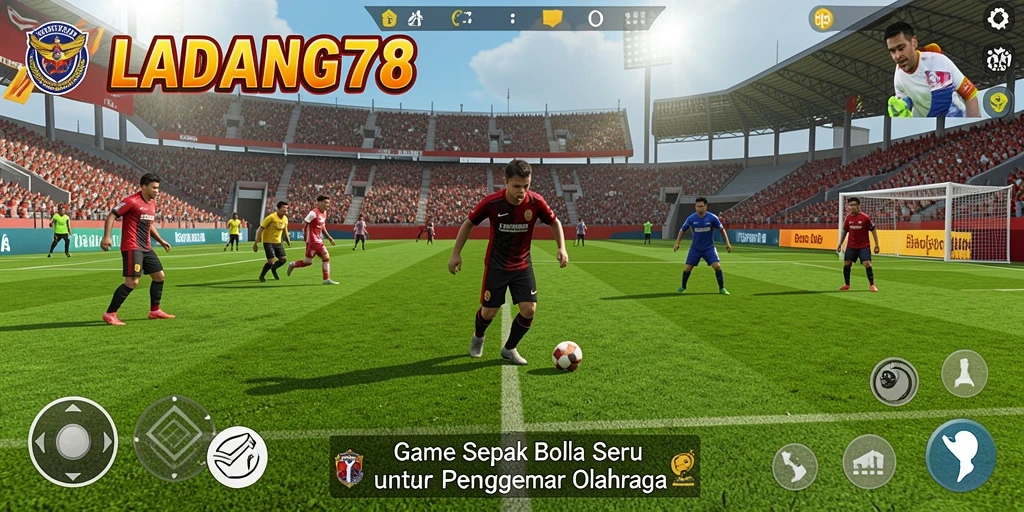 Screenshot gameplay LADANG78 dengan pemain beraksi di lapangan sepak bola.
