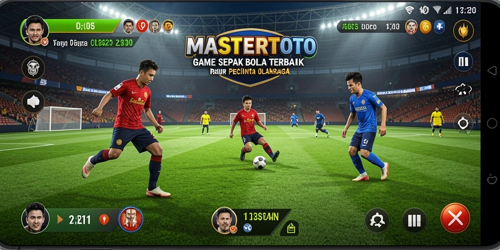 Gameplay MASTERTOTO menampilkan pertandingan sepak bola yang seru dan mendebarkan.