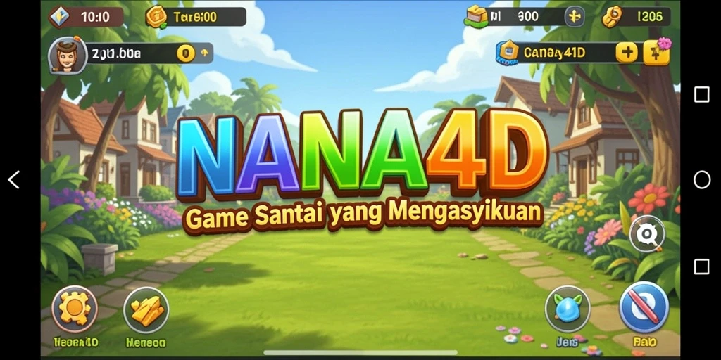 Screenshot utama NANA4D menampilkan gameplay yang ceria dan penuh warna.