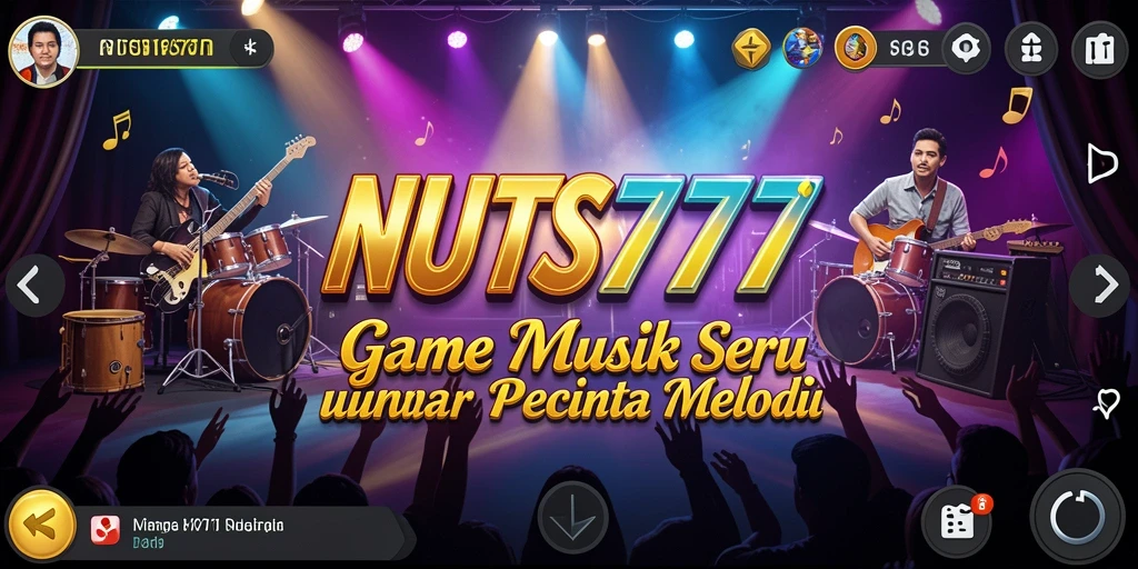 Tampilan gameplay NUTS777 dengan lagu-lagu menyenangkan.