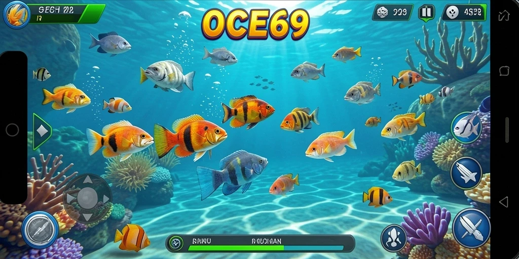 Gameplay seru di OCE69 yang menampilkan aksi Tembak Ikan.