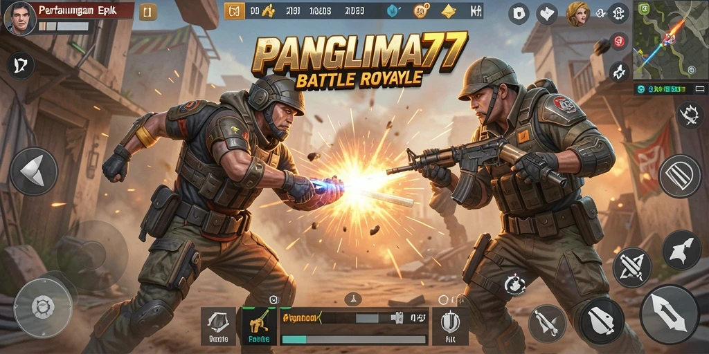 Screenshot dari gameplay pertarungan di PANGLIMA77 yang mendebarkan.