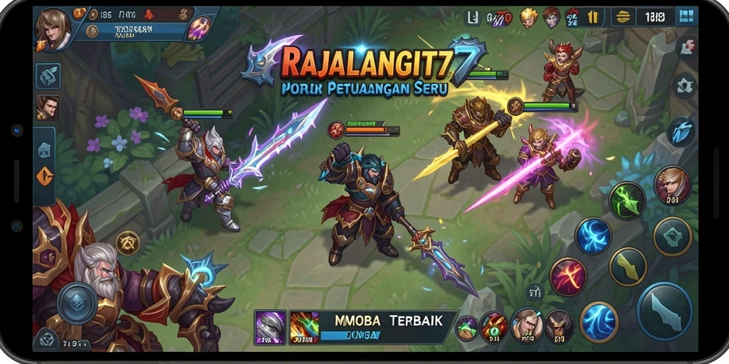 Tampilan gameplay seru dalam RAJALANGIT77 yang menampilkan pertempuran epik.