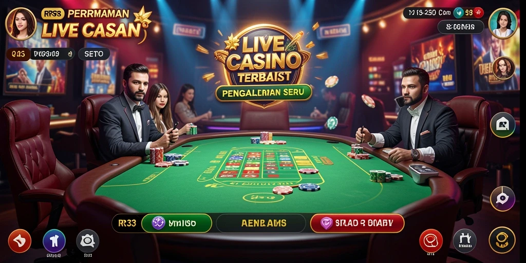Tampilan gameplay Live Casino yang mendebarkan di aplikasi RR33.