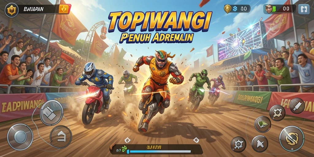 Gameplay seru balapan mobil dalam TOPIWANGI yang menegangkan.
